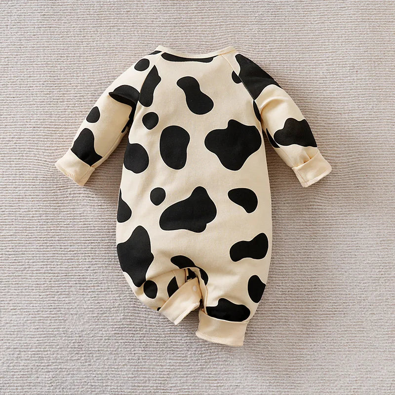 Unisex Baby 3D Cow Print Long-Sleeve Romper