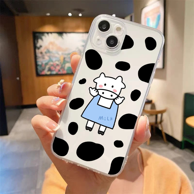 Luxury Cow Print Clear Shockproof Case for iPhone Series