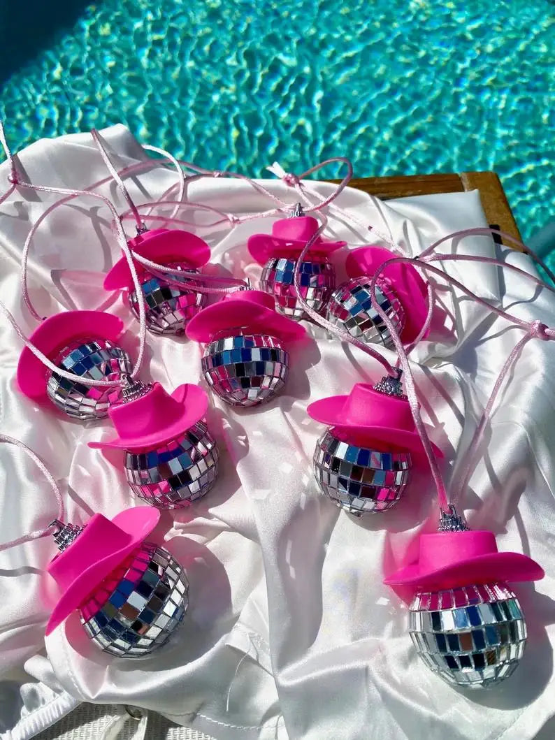 Pink Cowgirl Disco Ball Car Charms (12pc Set)