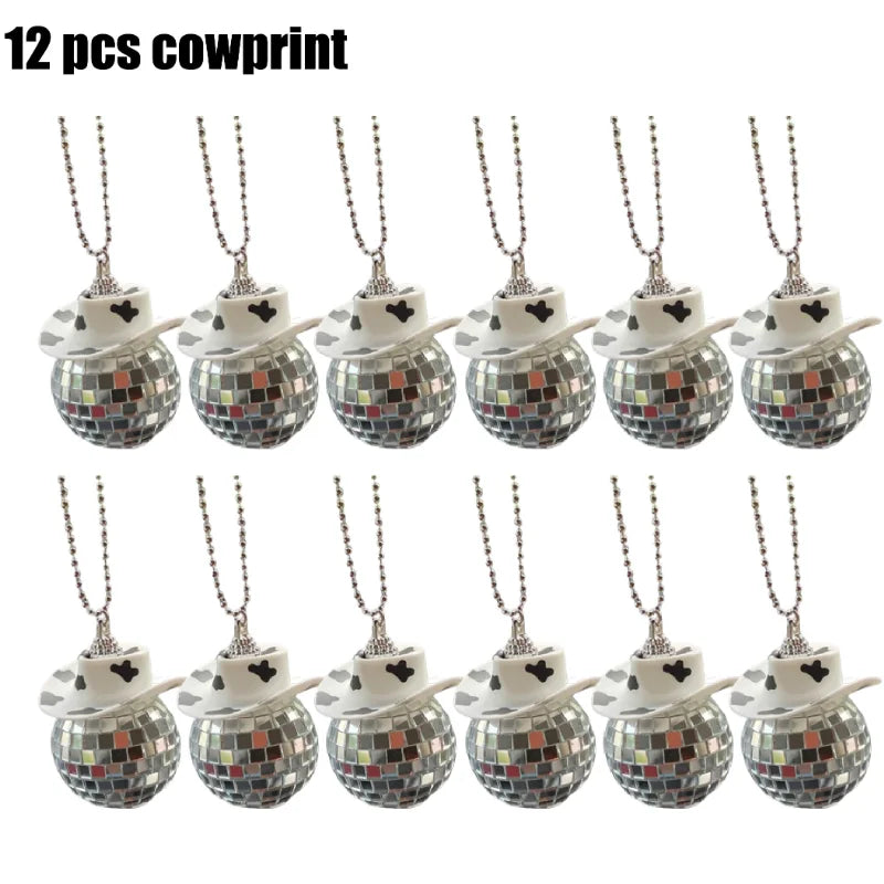 Pink Cowgirl Disco Ball Car Charms (12pc Set)