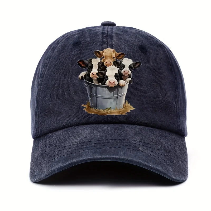 Cute Cow Print Casual Baseball Cap – Unisex Western Sun Hat & Duckbill Cap