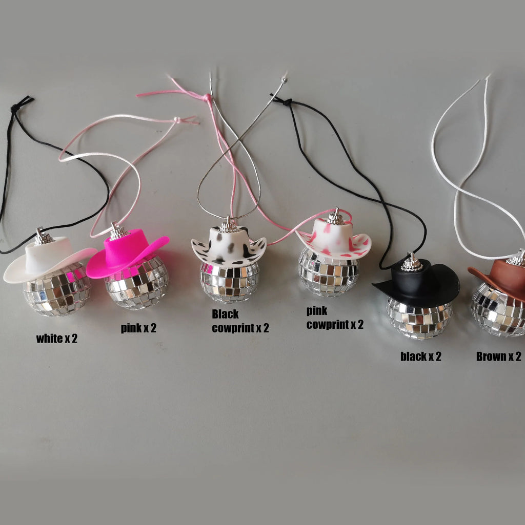 Pink Cowgirl Disco Ball Car Charms (12pc Set)