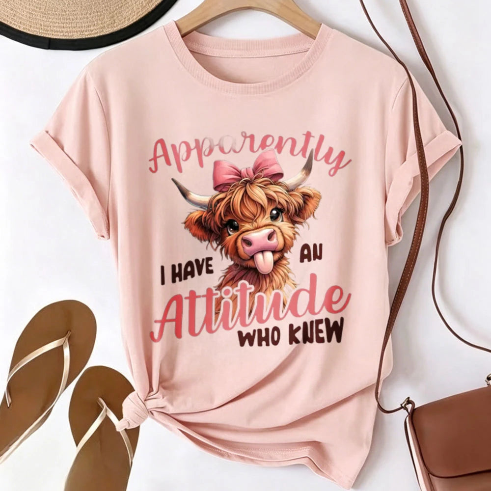 "Apparently I Have An Attitude" Highland Cow Graphic Tee