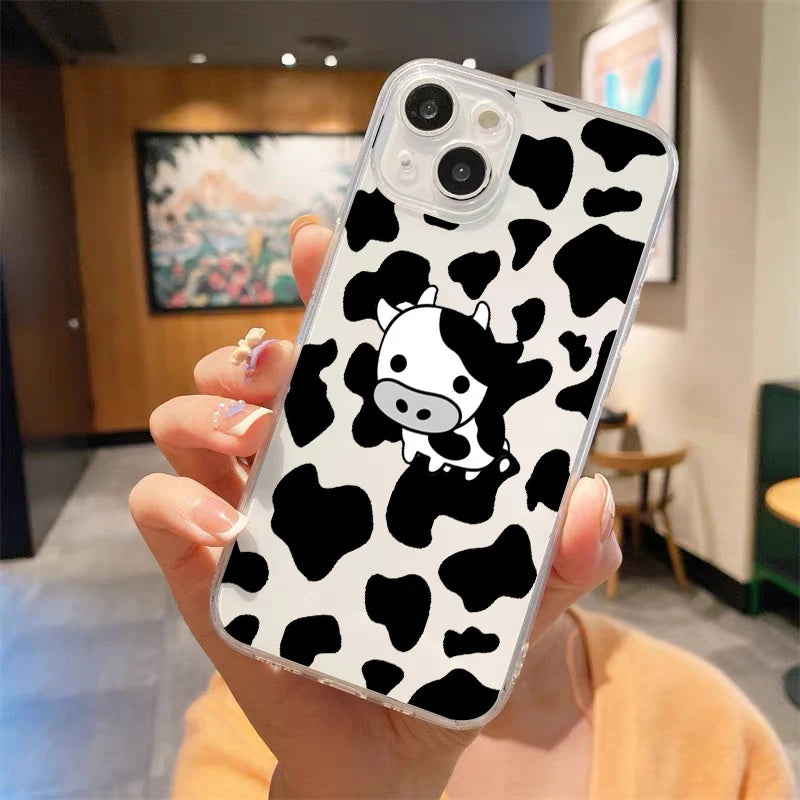 Luxury Cow Print Clear Shockproof Case for iPhone Series