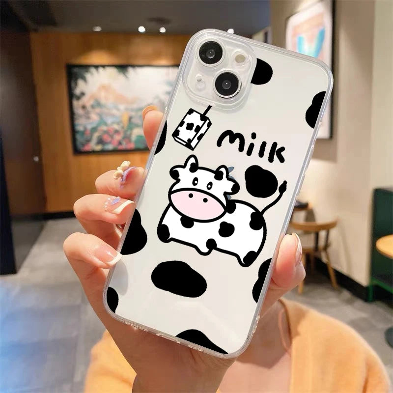 Luxury Cow Print Clear Shockproof Case for iPhone Series