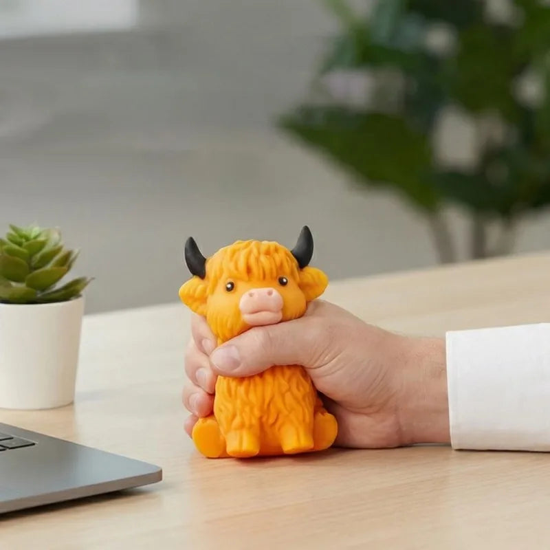 Highland Cow Slow-Rising Squishy Stress Ball – Sensory Fidget Toy for Anxiety Relief