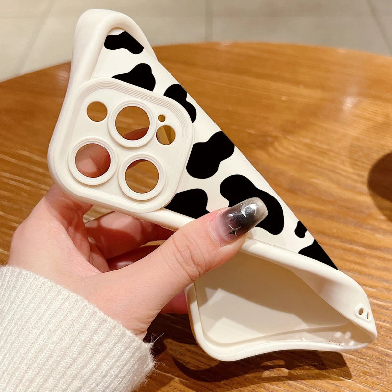 Cute Cow Stripe Pattern Clear Case for iPhone 18 17 16 15 14 13 Pro Max, 17e, 16e | Shockproof Soft Silicone Protective Back Cover