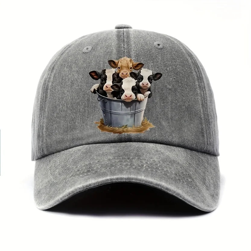 Cute Cow Print Casual Baseball Cap – Unisex Western Sun Hat & Duckbill Cap