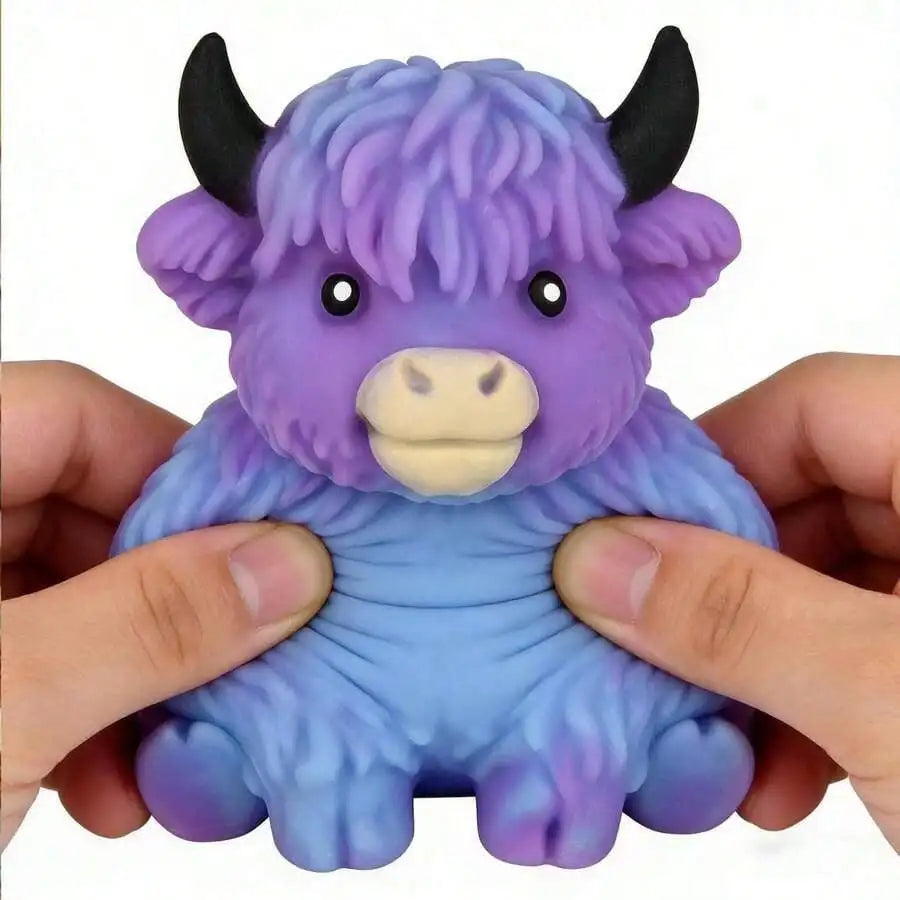 Highland Cow Cheese Squeeze Toy – Pop-Up Sensory Fidget