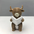 Highland Cow Resin Figurine - Cute Desk & Bathroom Decor