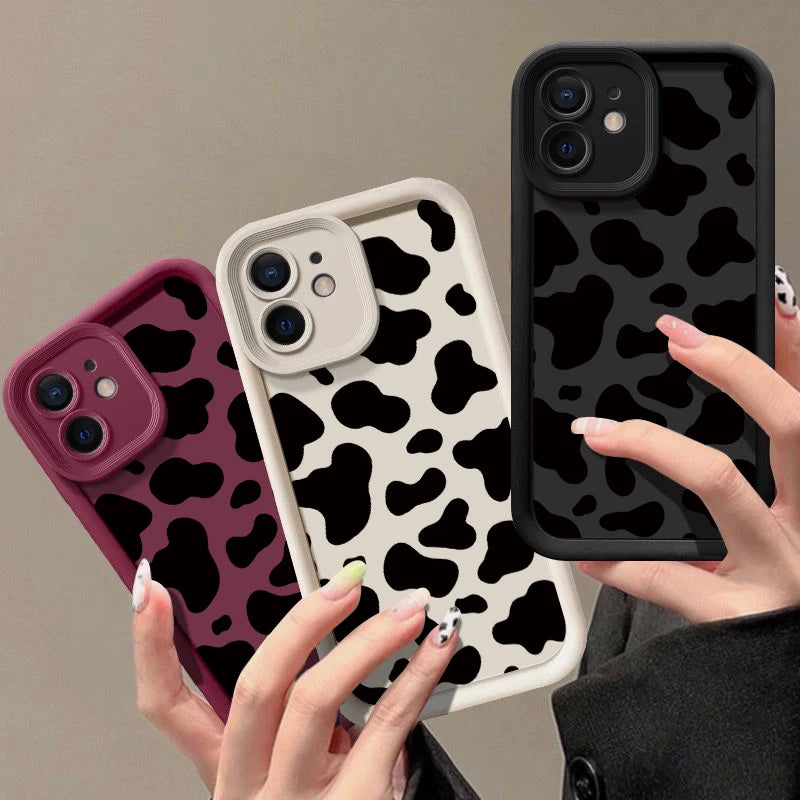 Cute Cow Stripe Pattern Clear Case for iPhone 18 17 16 15 14 13 Pro Max, 17e, 16e | Shockproof Soft Silicone Protective Back Cover