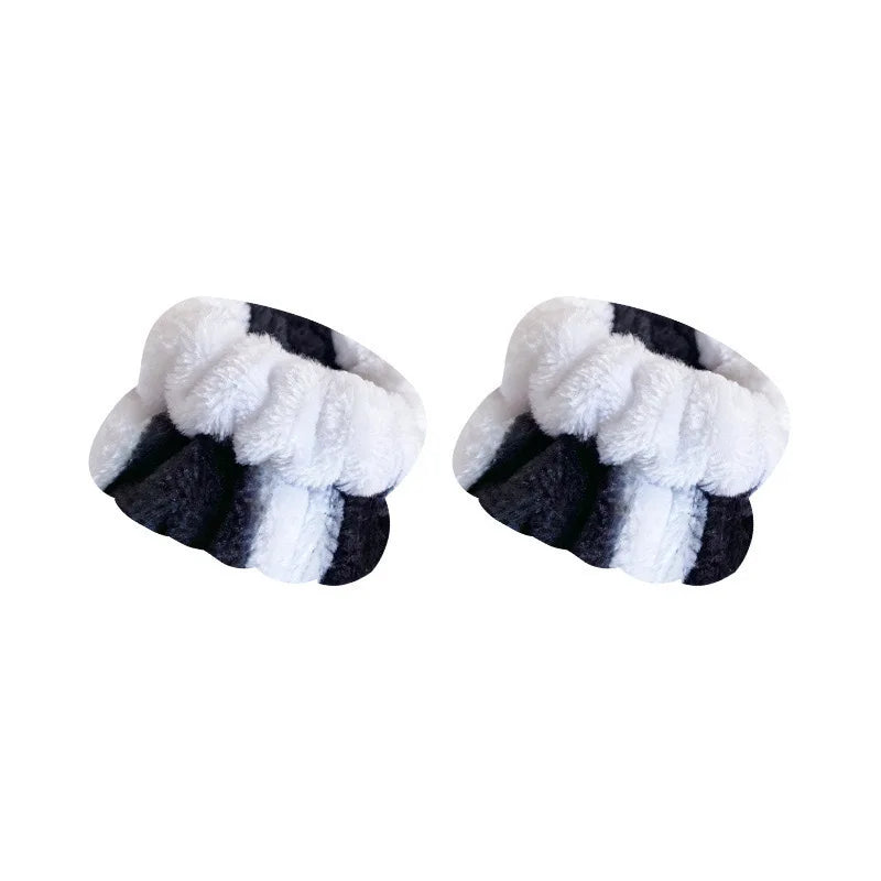 Cozy Cow Print Plush Spa Headband Set – Fluffy Skincare & Makeup Hair Accessories for Winter