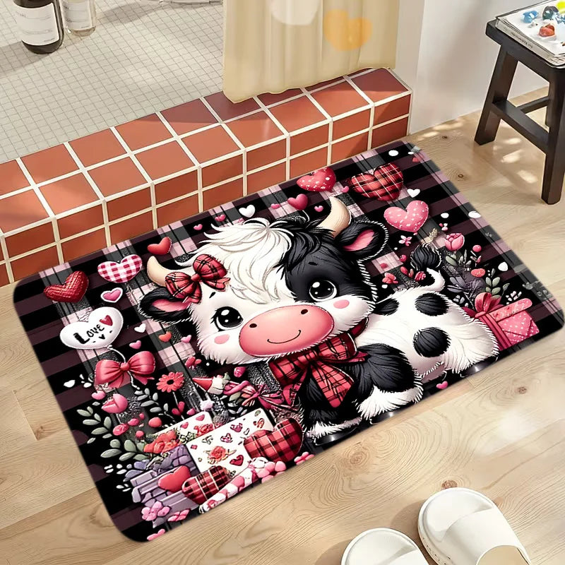 Christmas Highland Cow Doormat | Festive Non-Slip Holiday Entry Mat