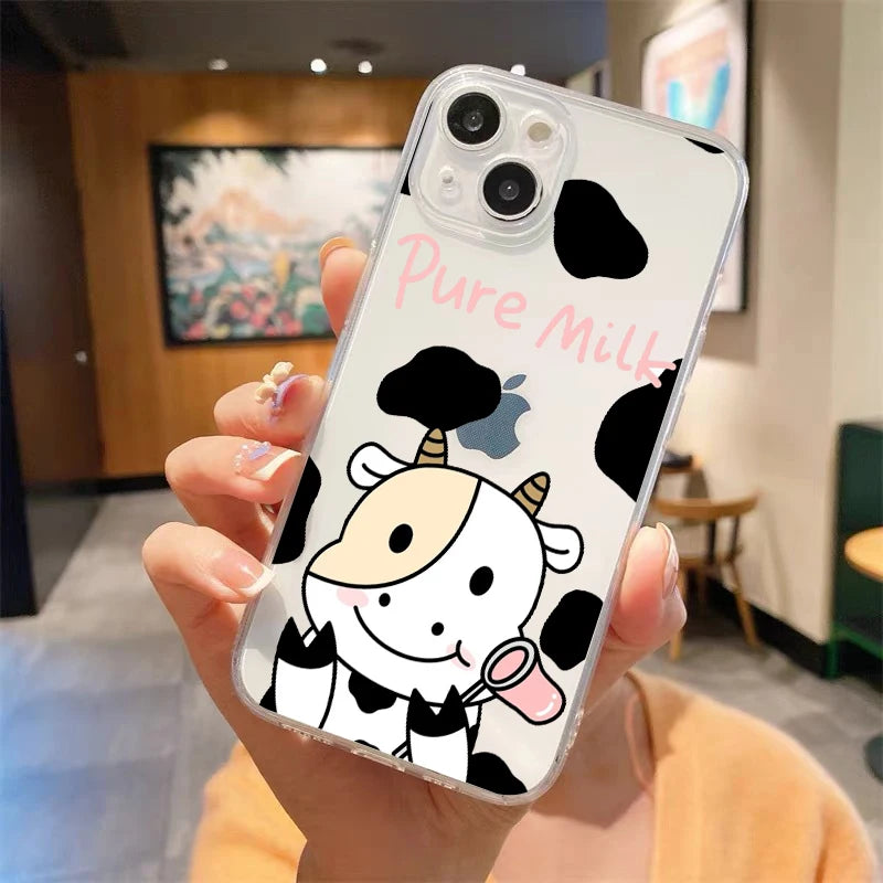 Luxury Cow Print Clear Shockproof Case for iPhone Series