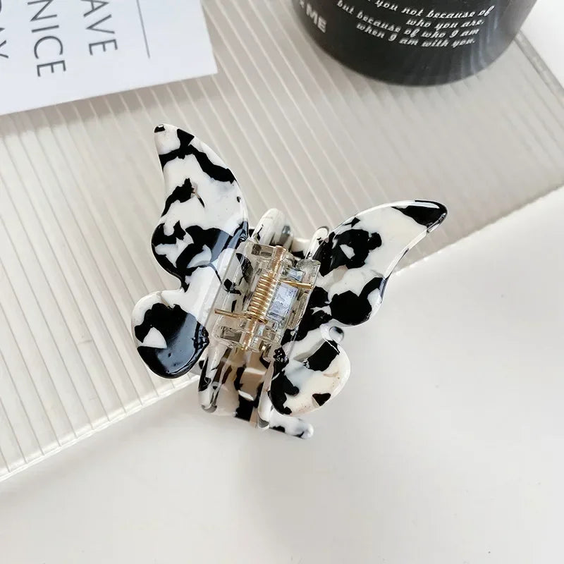 Cow Print Acetate Claw Clip - Black & White Hair Barrette