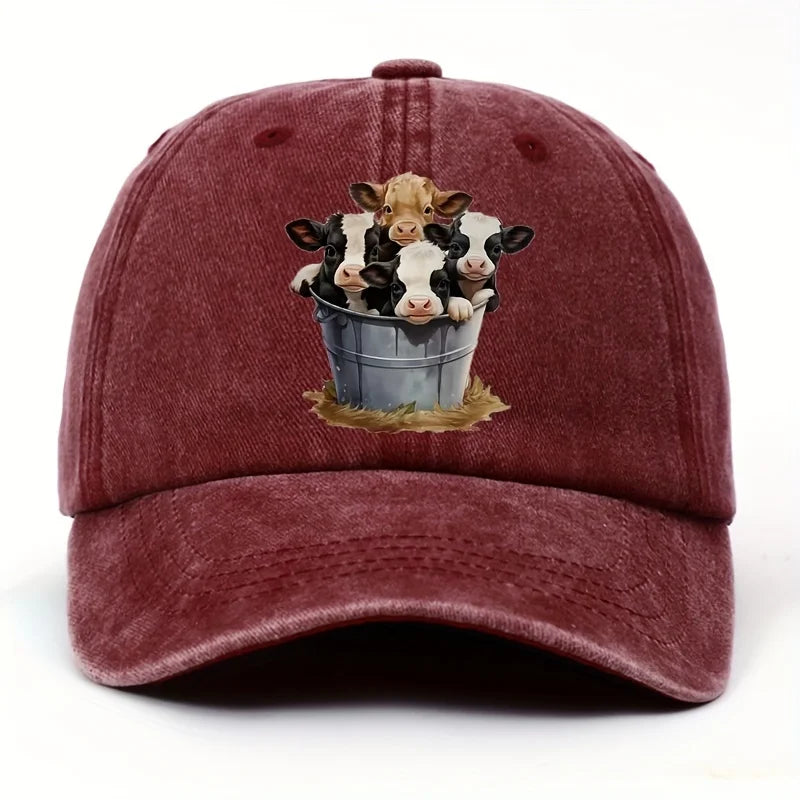 Cute Cow Print Casual Baseball Cap – Unisex Western Sun Hat & Duckbill Cap