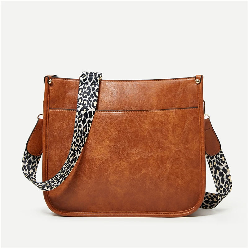 Women's Small PU Leather Crossbody Bag – Cute Fashion Messenger & Shoulder Purse with Trendy Cow Print and Leopard Straps
