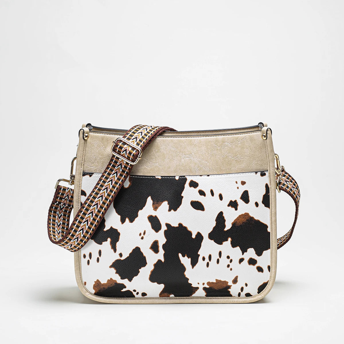 Women's Small PU Leather Crossbody Bag – Cute Fashion Messenger & Shoulder Purse with Trendy Cow Print and Leopard Straps