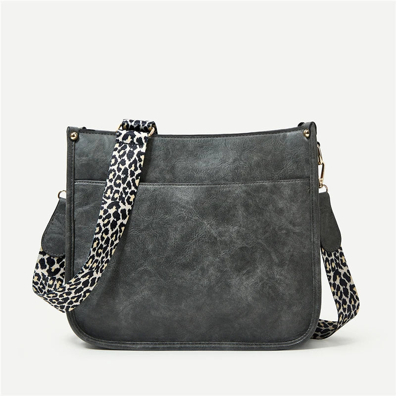 Women's Small PU Leather Crossbody Bag – Cute Fashion Messenger & Shoulder Purse with Trendy Cow Print and Leopard Straps