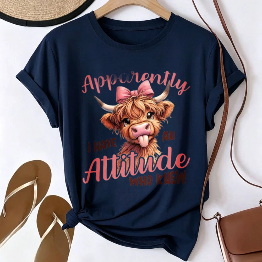 "Apparently I Have An Attitude" Highland Cow Graphic Tee