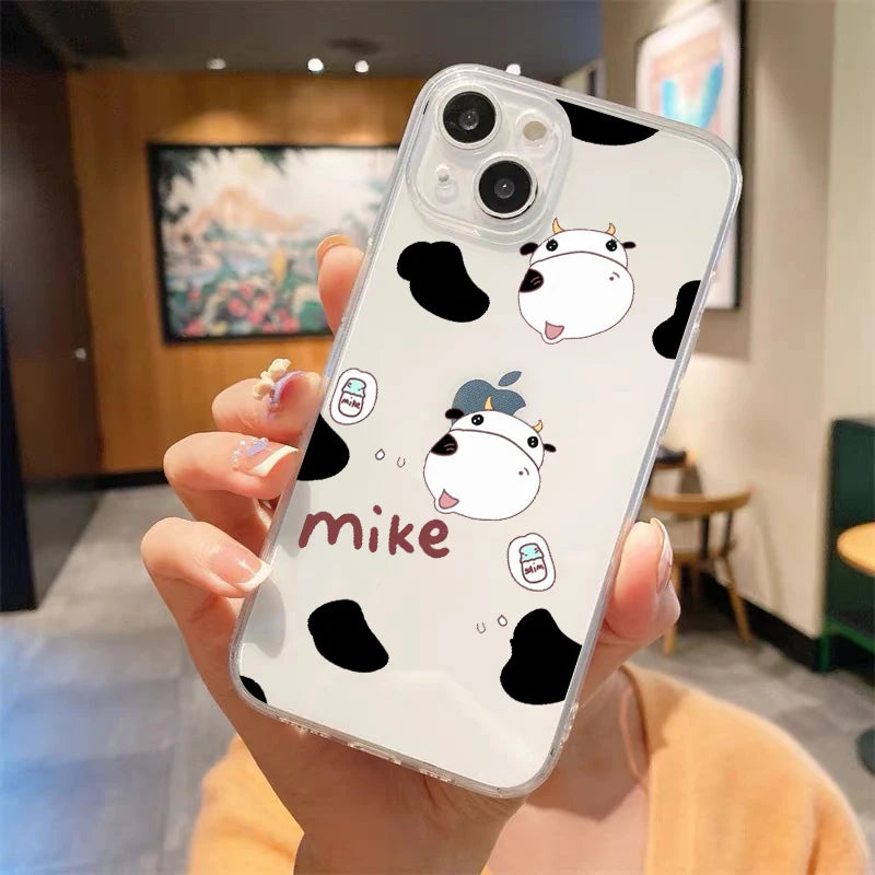Luxury Cow Print Clear Shockproof Case for iPhone Series