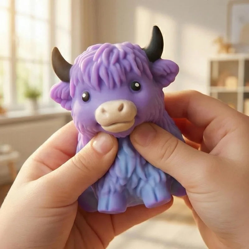 Highland Cow Slow-Rising Squishy Stress Ball – Sensory Fidget Toy for Anxiety Relief