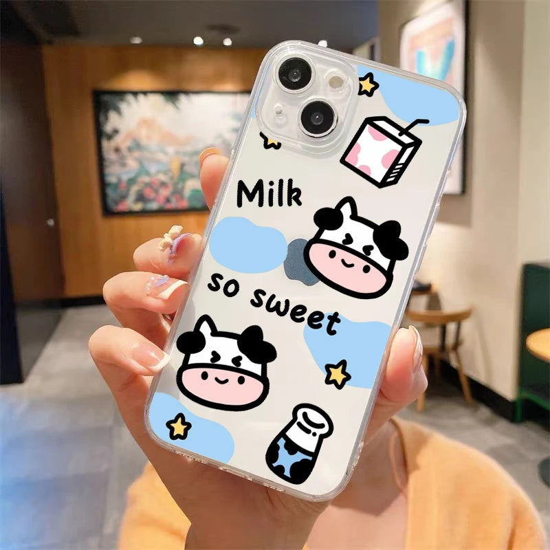 Luxury Cow Print Clear Shockproof Case for iPhone Series