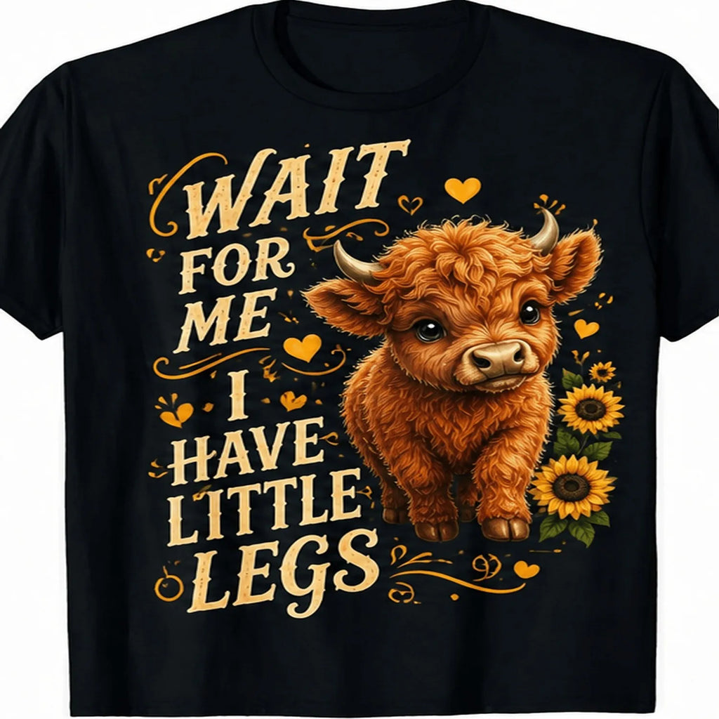 Highland Cow Sunflower T-Shirt - Loose Fit Cotton Tee
