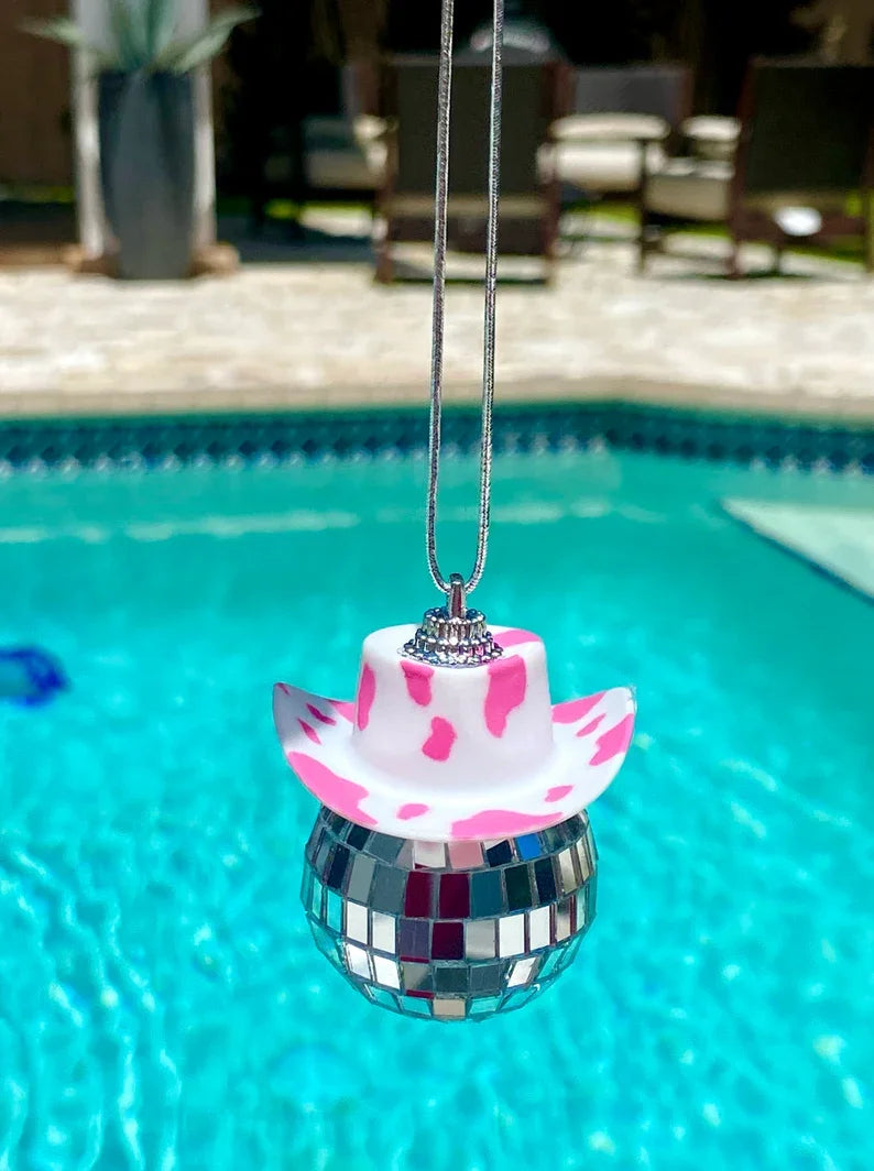 Pink Cowgirl Disco Ball Car Charms (12pc Set)