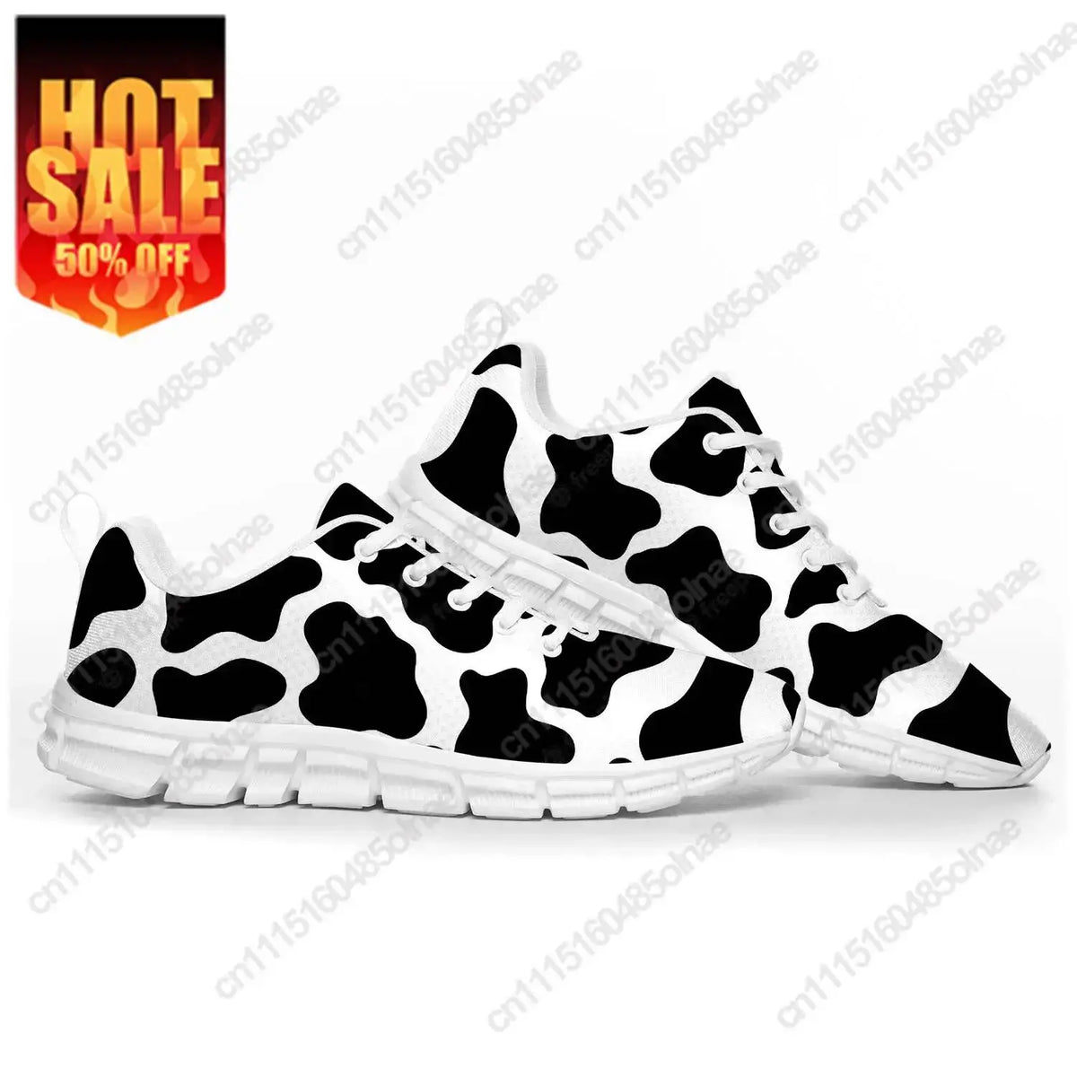 Cow Print 3D Sports Sneakers