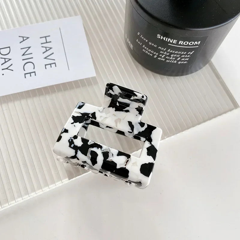 Cow Print Acetate Claw Clip - Black & White Hair Barrette