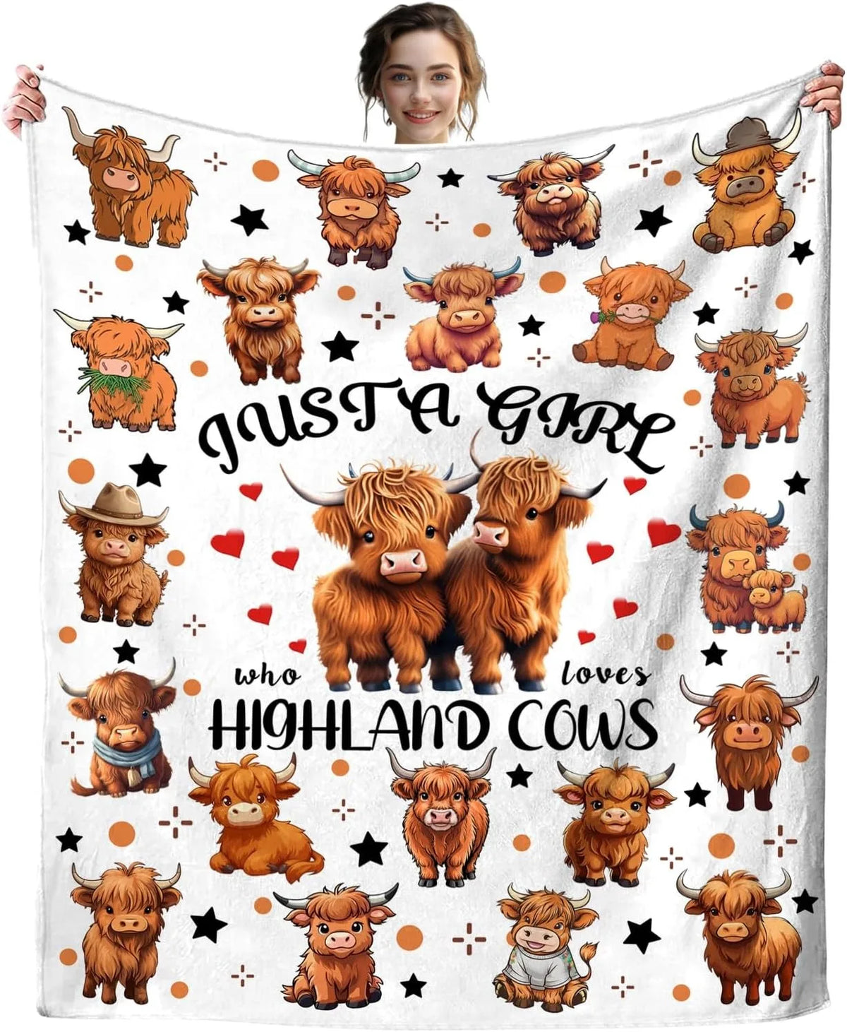 Cute Highland Cow Flannel Throw Blanket