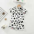 Kids Cartoon Cow Pajama Set – Short Sleeve Top & Pants Sleepwear