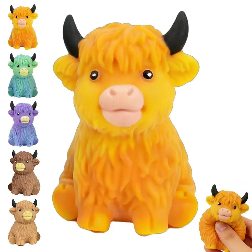 Highland Cow Slow-Rising Squishy Stress Ball – Sensory Fidget Toy for Anxiety Relief
