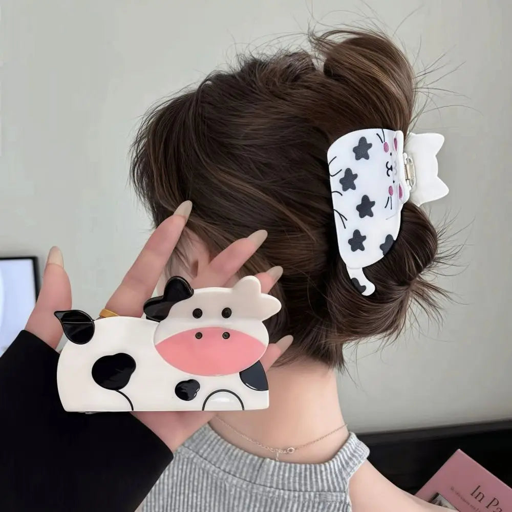 Aesthetic Cow & Dog Hair Claw Clip