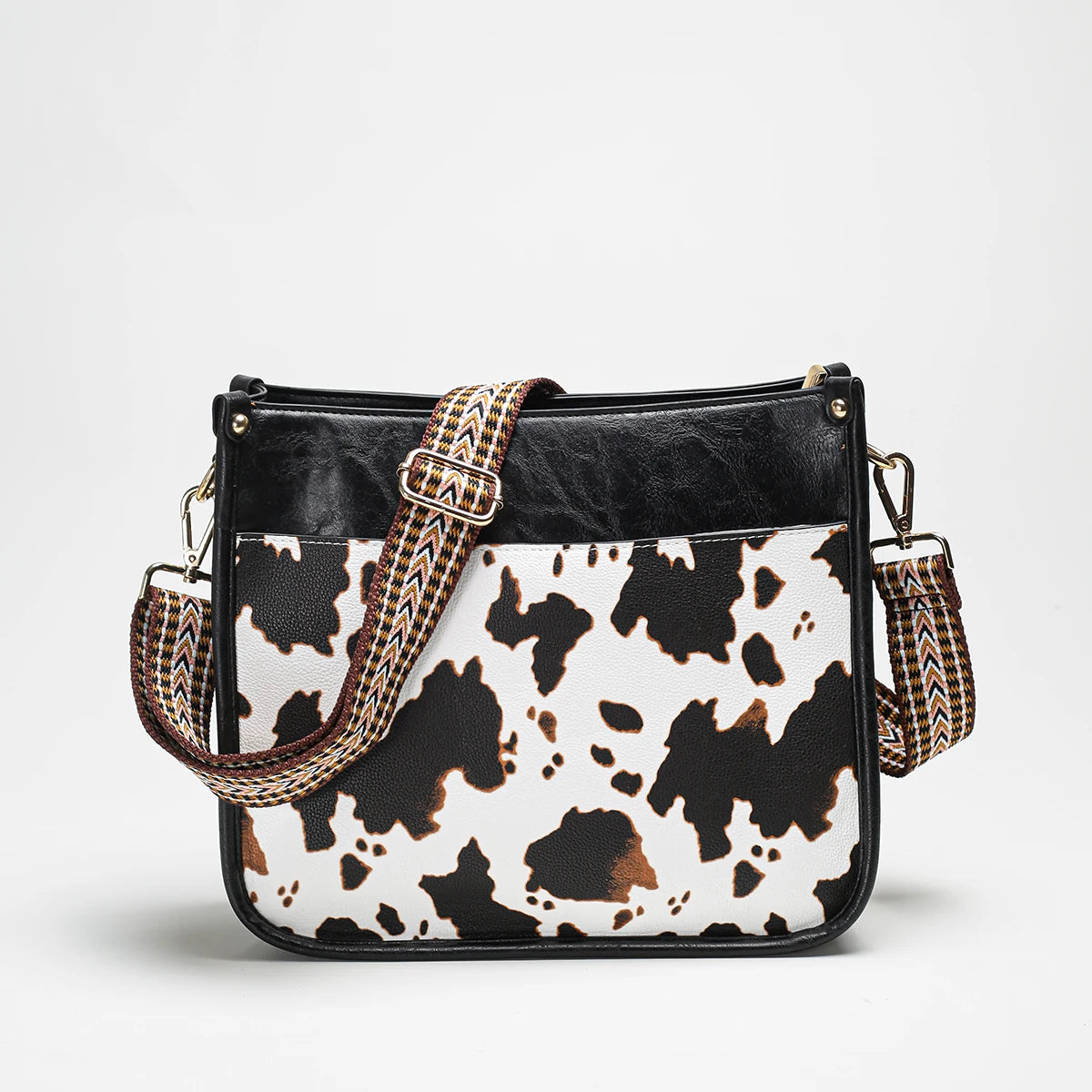 Women's Small PU Leather Crossbody Bag – Cute Fashion Messenger & Shoulder Purse with Trendy Cow Print and Leopard Straps