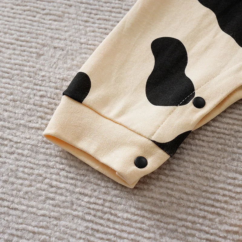 Unisex Baby 3D Cow Print Long-Sleeve Romper