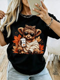 • Highland Cow Print T-Shirt – Women's Vintage Crew Neck Comfort Casual Top