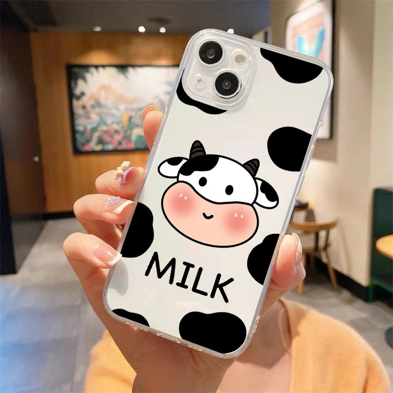 Luxury Cow Print Clear Shockproof Case for iPhone Series