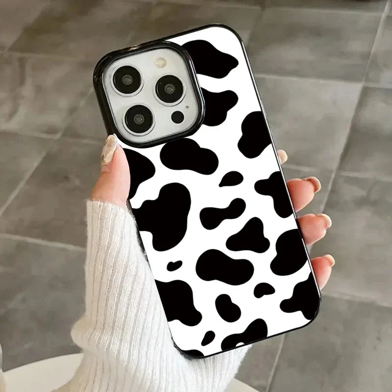Luxury Cow Print Clear Shockproof Case for iPhone Series (iPhone 7 to 18 Pro Max & 16E)