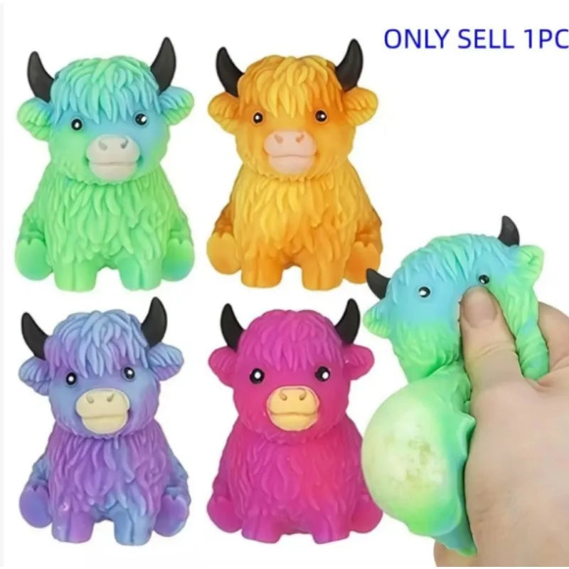 Highland Cow Slow-Rising Squishy Stress Ball – Sensory Fidget Toy for Anxiety Relief