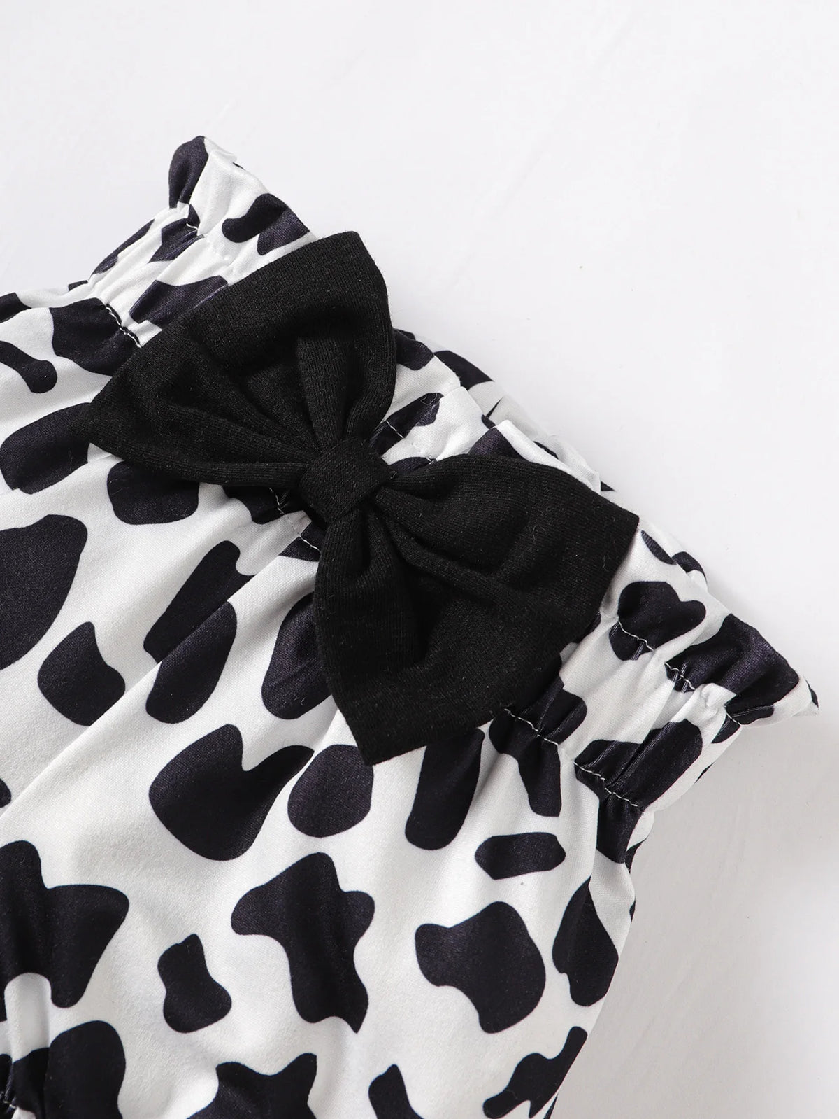 Newborn Sleeveless Romper & Cow Print Shorts 3-Piece Set