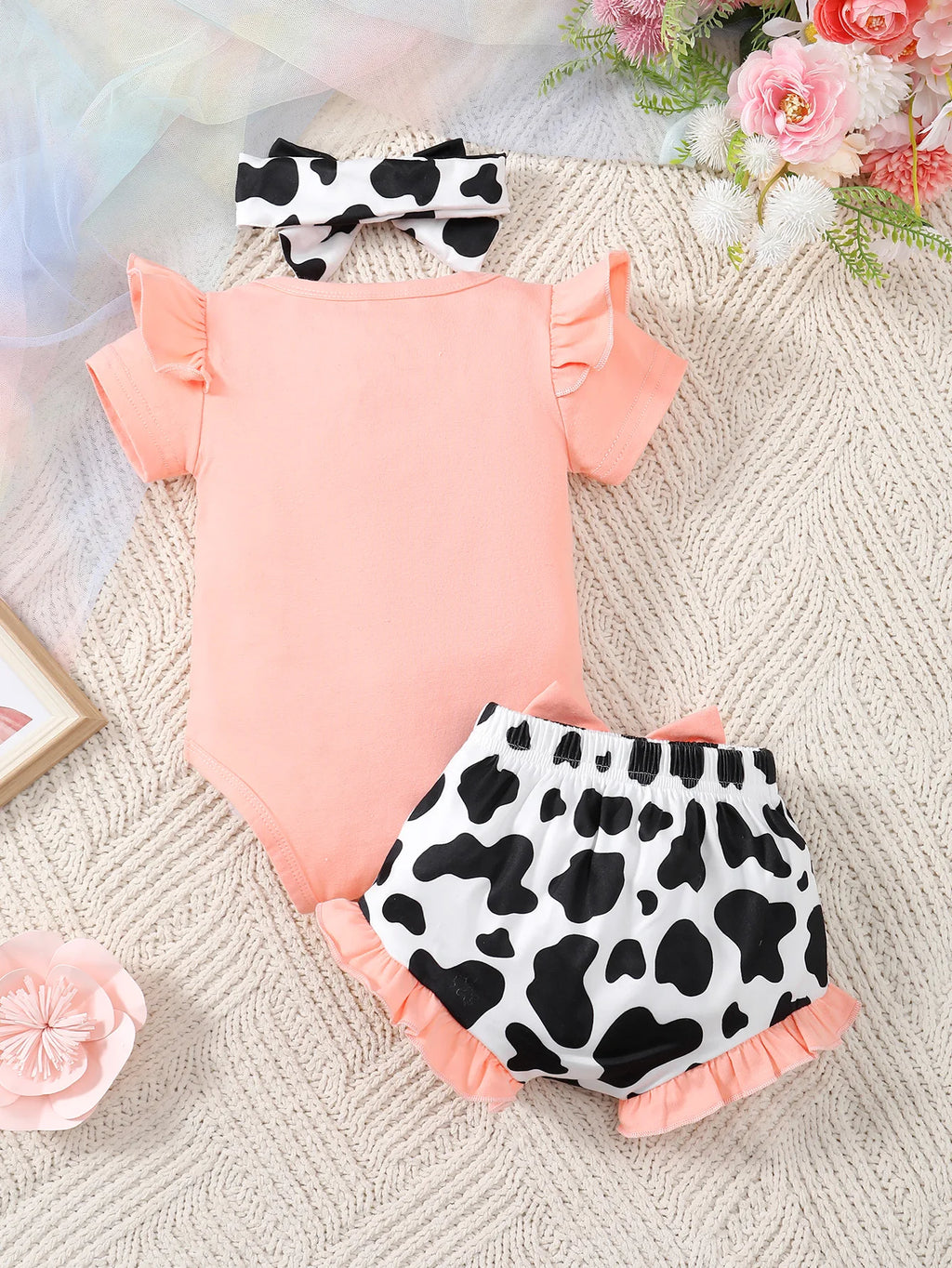 Infant Toddler Girl Summer 2-Piece Set | Short Sleeve Letter Print T-Shirt & Bow Shorts