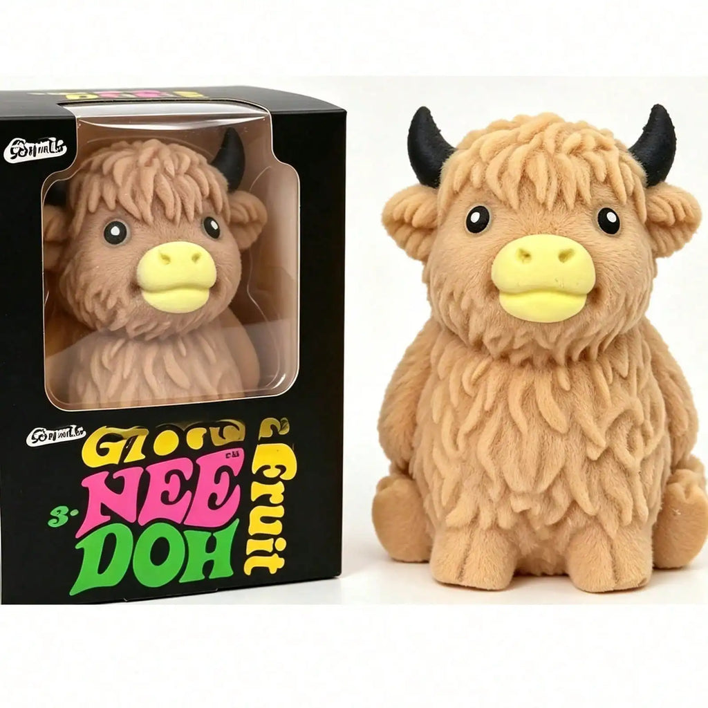 Highland Cow Cheese Squeeze Toy – Pop-Up Sensory Fidget