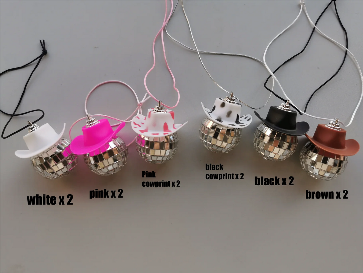 Pink Cowgirl Disco Ball Car Charms (12pc Set)