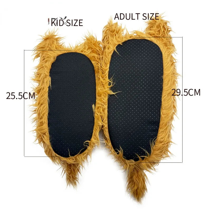 Fluffy Highland Cow Slippers - Warm Indoor Plush Slides