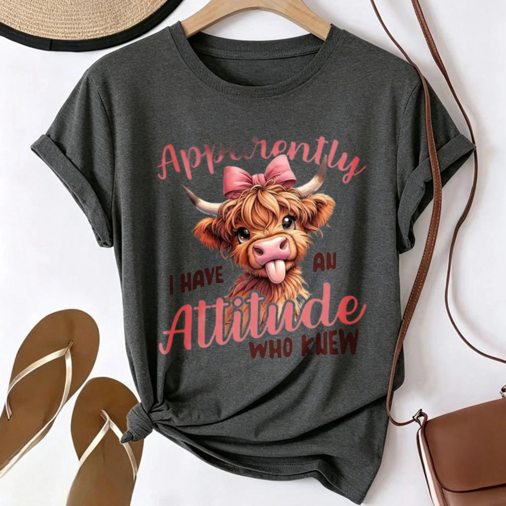 "Apparently I Have An Attitude" Highland Cow Graphic Tee