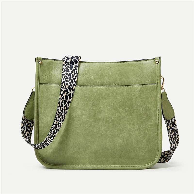 Women's Small PU Leather Crossbody Bag – Cute Fashion Messenger & Shoulder Purse with Trendy Cow Print and Leopard Straps