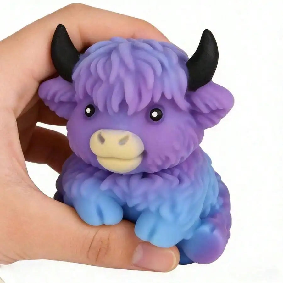 Highland Cow Cheese Squeeze Toy – Pop-Up Sensory Fidget