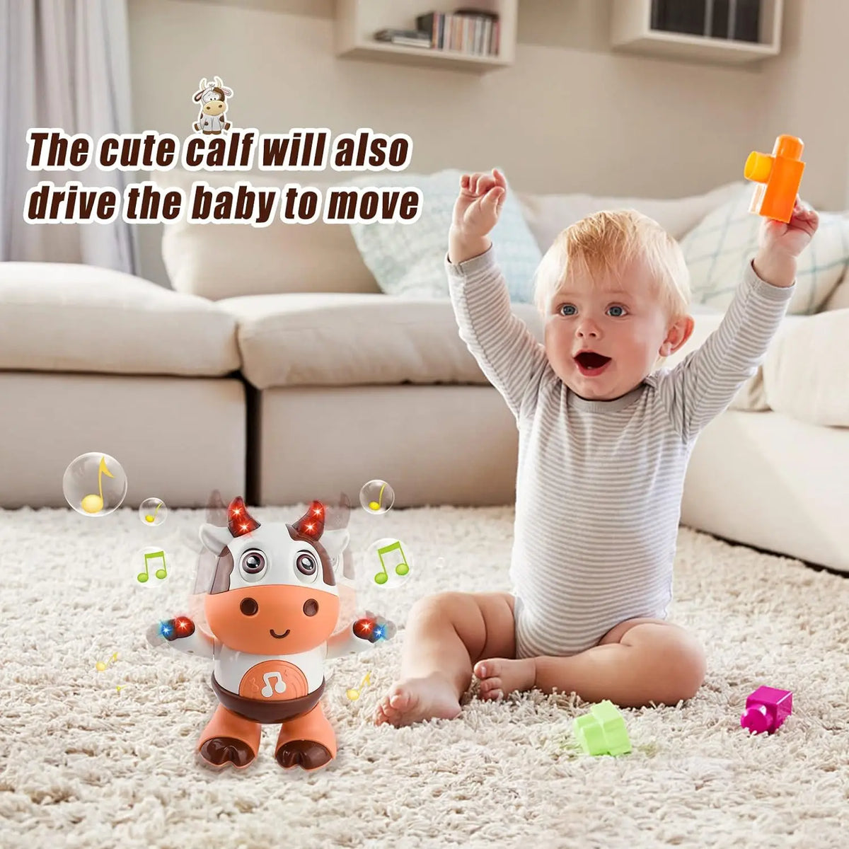 Interactive Dancing Baby Cow – Musical Electric Plush Toy